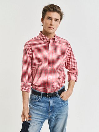 Gant Poplin Banker Overhemd Streep Rood