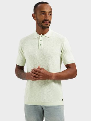 No Excess Knitted Slub Polo Shirt Green