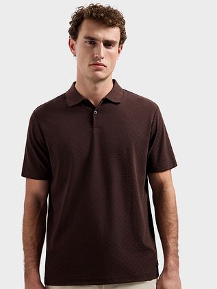 No Excess Knitted Polo Shirt Structure Brown