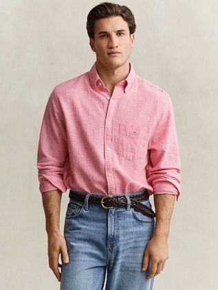 Gant Overhemd Cotton Linen Roze
