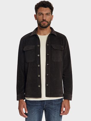 No Excess Overshirt Full Button Rib Sweat Brown