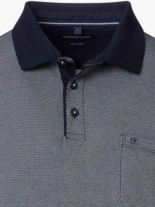 CASAMODA Long Sleeve Poloshirt Structure Blue