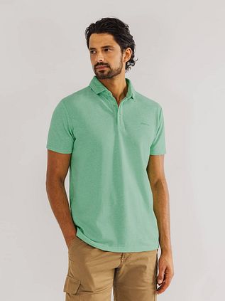 State of Art Poloshirt Piqué Melange Green