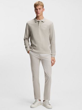 BOSS Petempestolong Long Sleeve Polo Ecru