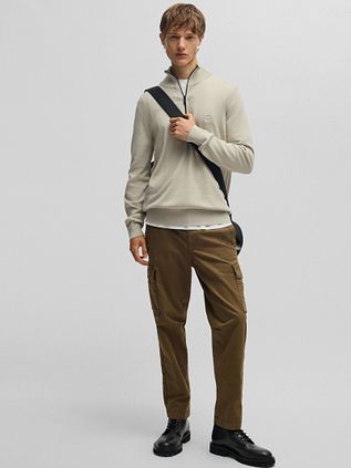BOSS Kanobix Half Zip Trui Ecru