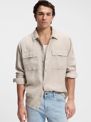 BOSS Overshirt Locky Linen Beige