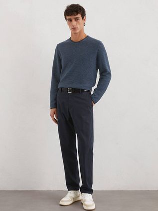 Marc O'Polo Pullover Crewneck Cotton/Linen Dark Blue