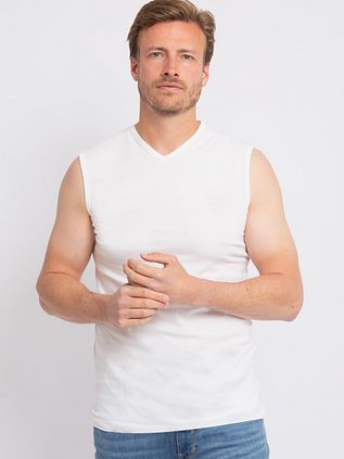 Alan Red Minto Singlet No Sleeves White 2-Pack