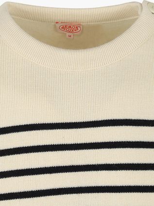 Armor-Lux Molène Pullover Wolle gestreift Ecru