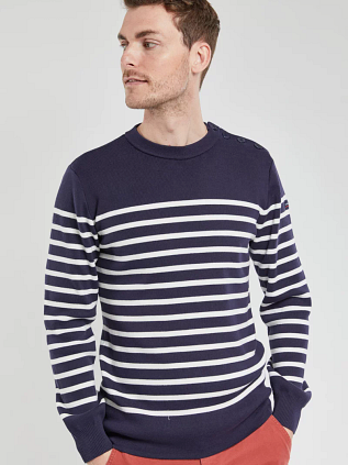 Armor-Lux Molène Pullover Wolle gestreift Navy
