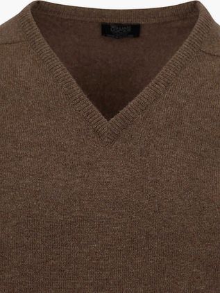 William Lockie V-Ausschnitt Pullover Lammwolle Mocha