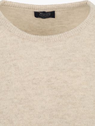 William Lockie O-Auschnitt Pullover Lammwolle Linen Beige