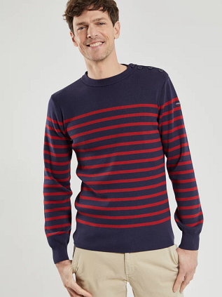 Armor-Lux Groix Pullover Streifen Navy Rot