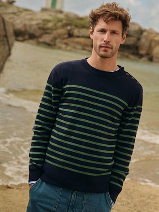 Armor-Lux Groix Sweater Stripes Navy Green
