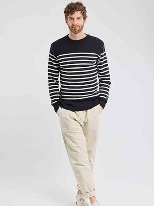 Armor-Lux Paimpol Pullover Wolle gestreift Navy