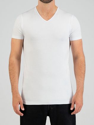Slater 4-pack T-shirt Basic Extra Long V-neck White