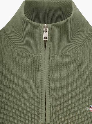 Gant Half Zip Trui Micro Textured Groen