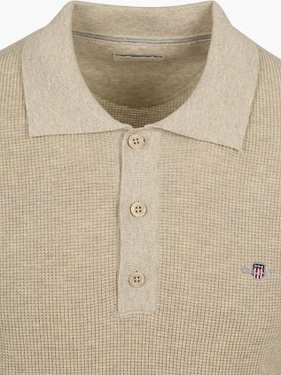 Gant Knitted Polo Shirt Beige