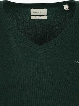 Gant Pullover V-Hals Woolblend Donkergroen
