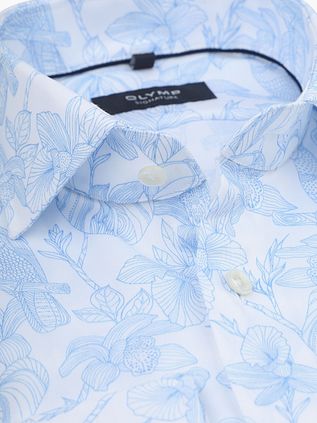 Olymp Signature Twill Shirt Print Light Blue
