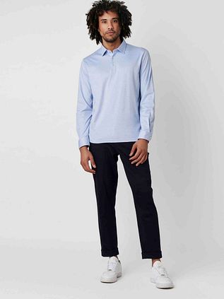 Desoto Longsleeve Poloshirt Essential Lichtblauw