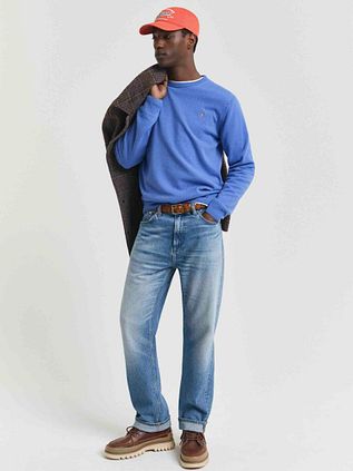 Gant Pullover Lammwolle Mittelblau