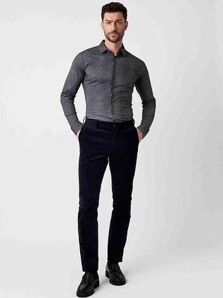 Desoto Shirt Print Denim Dark Blue