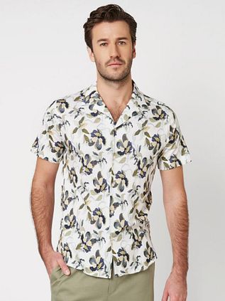 Desoto Short Sleeve Hemd Festival Weiß Grün