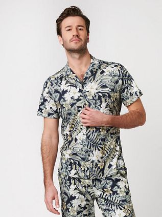 Desoto Short Sleeve Shirt Festival Navy Green