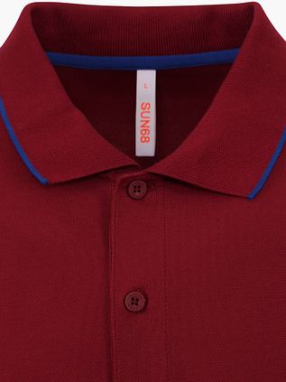 Sun68 Polo Shirt Small Stripe Bordeaux