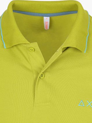 Sun68 Polo Shirt Small Stripe Collar Light Green