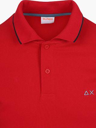 Sun68 Polo Shirt Small Stripe Collar Red