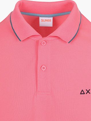 Sun68 Polo Shirt Small Stripe Collar Pink