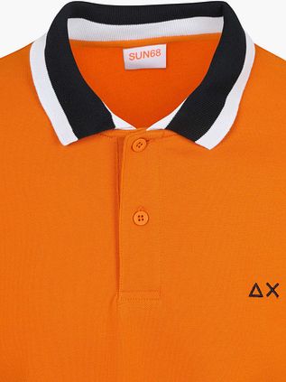 Sun68 Polo Shirt Multistripes Collar Orange
