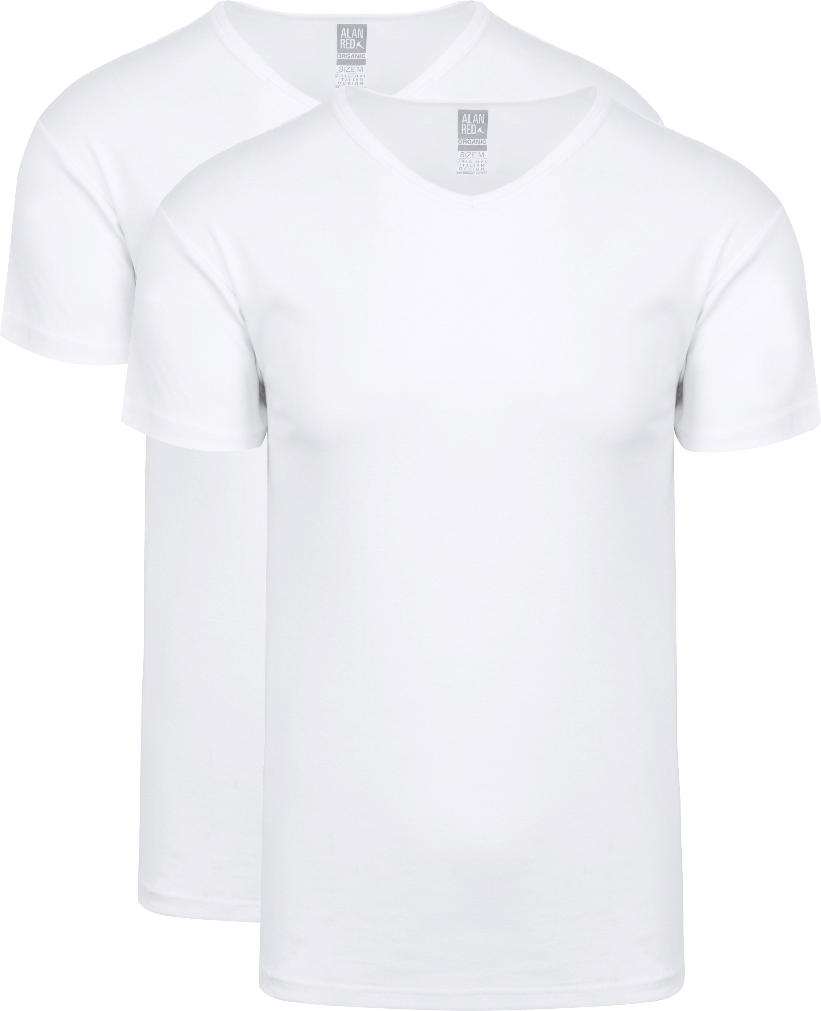 Vancouver Organic T-Shirt de cuello en V blanco (pack de 2)