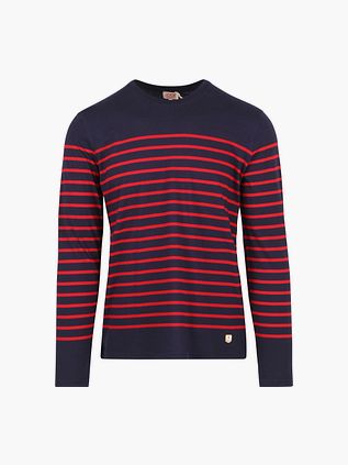 Armor-Lux Port-Louis T-Shirt Streifen Dunkelblau Rot