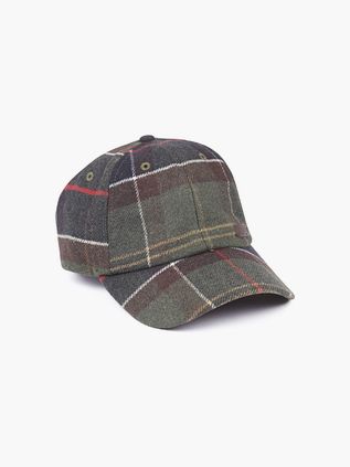 Barbour Cap Galingtale Tartan Checkered Wool Mix Green