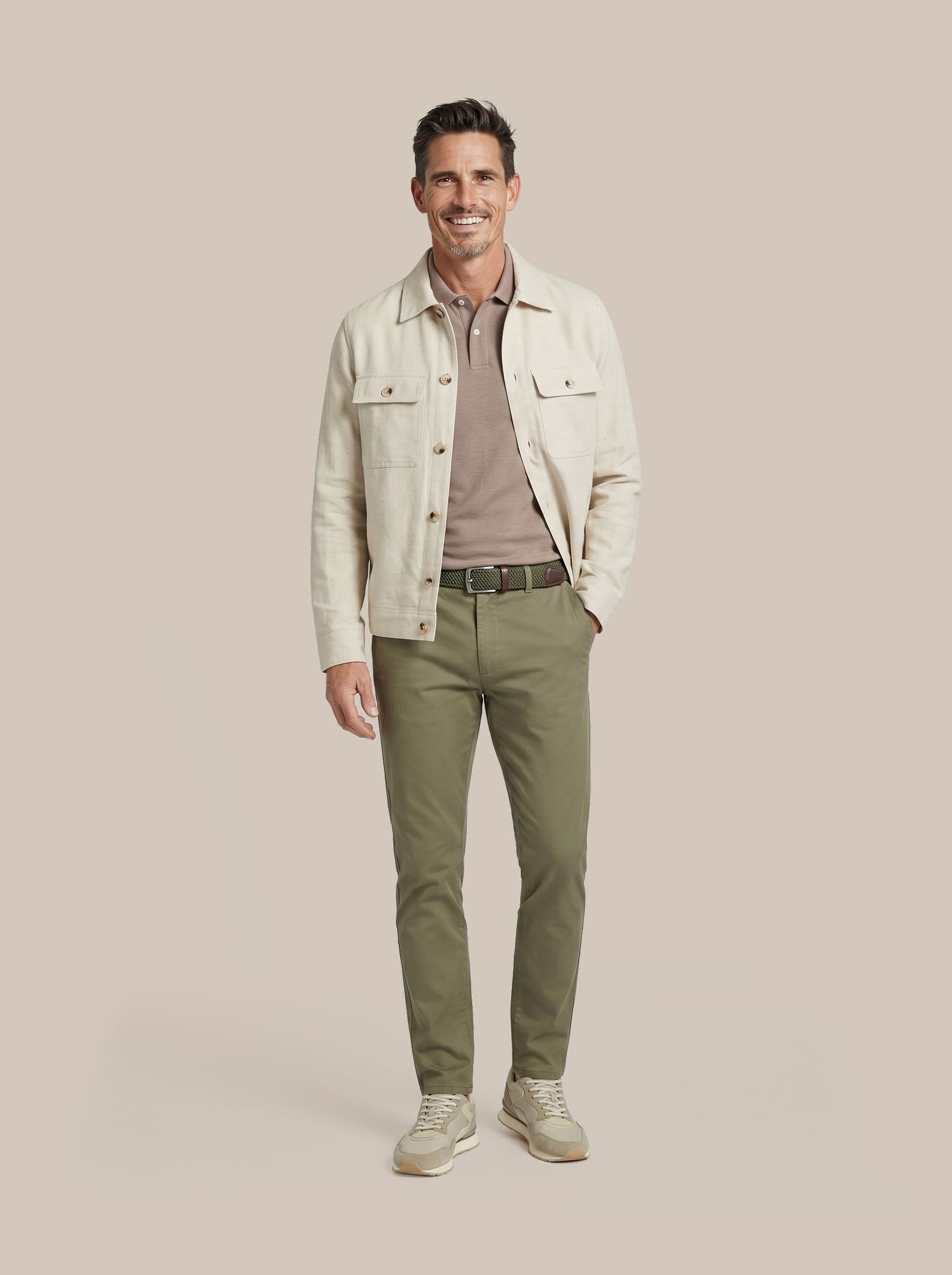 Suitable Drop Loop Overshirt Sand Model / Voorkant