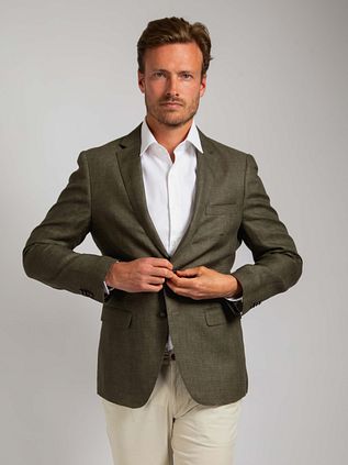 Suitable blazer i panamavævning, olivengrøn