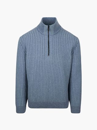 BOSS Kwinter Half Zip Pullover Wool Blend Blau