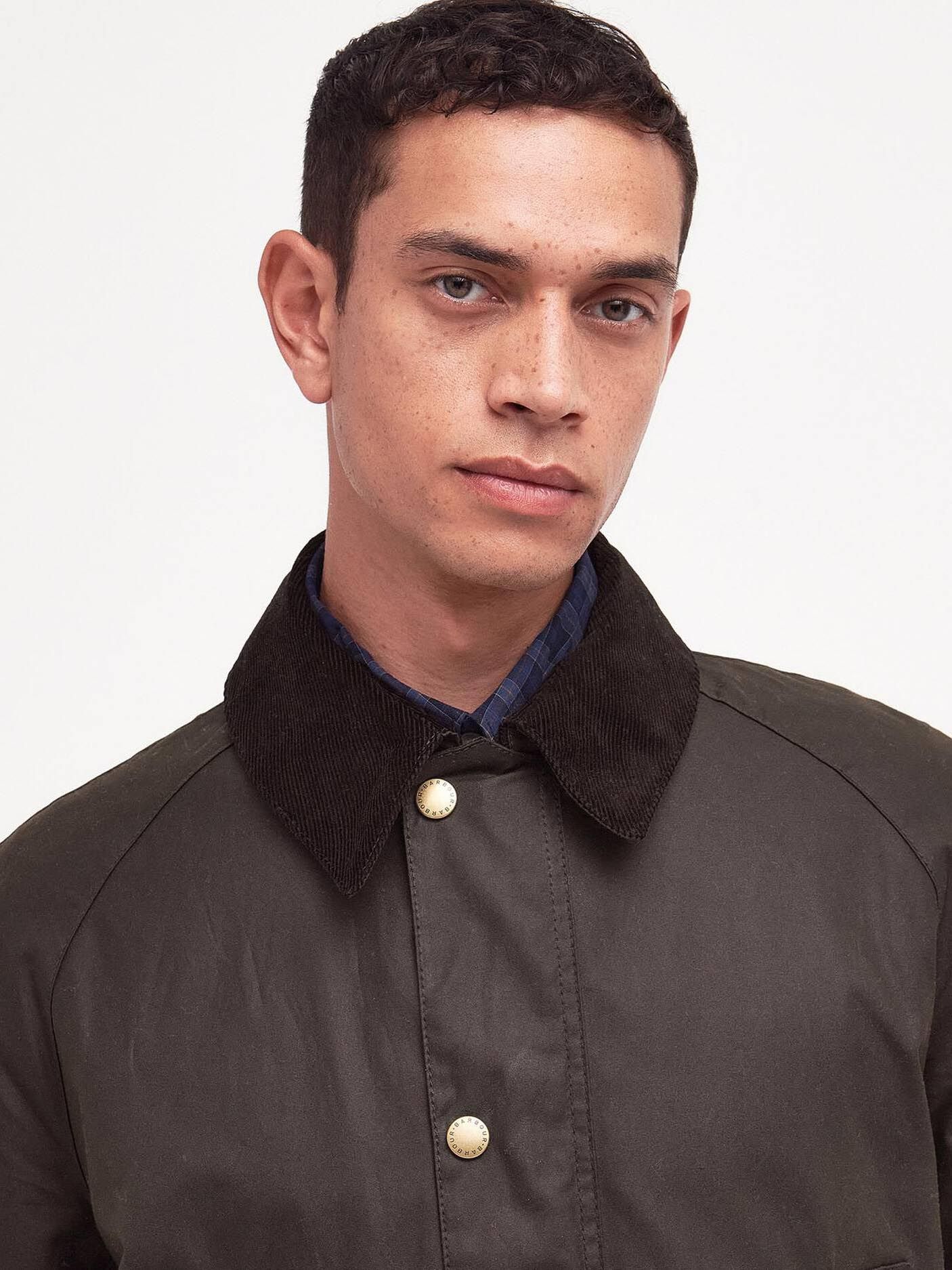 Barbour Ashby Wax Jas Olive Model / Detail