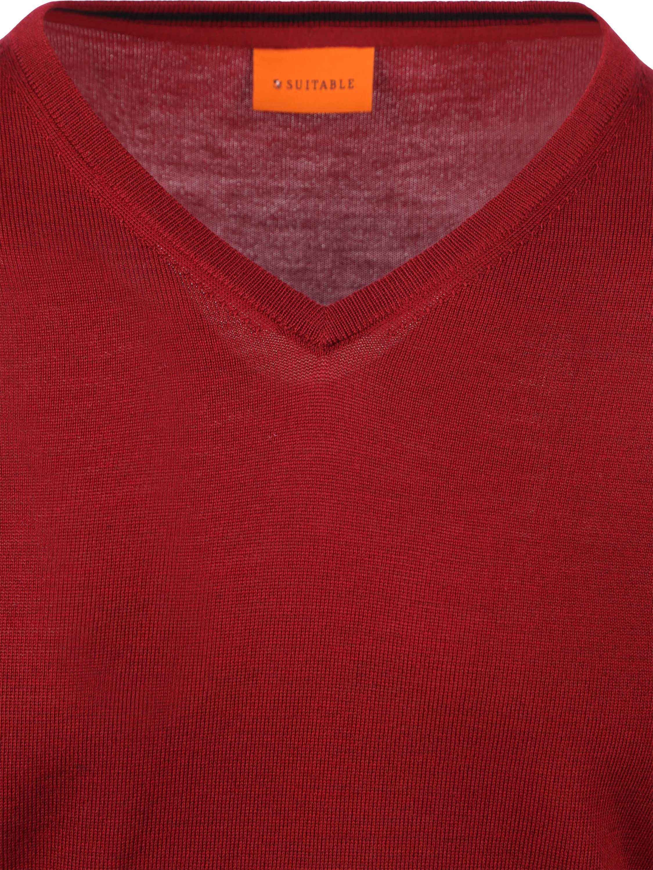 Suitable Merino Pullover V-Neck Dark Red Product / Detail