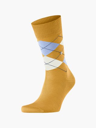 Burlington Manchester Socks Checkered Yellow 1334