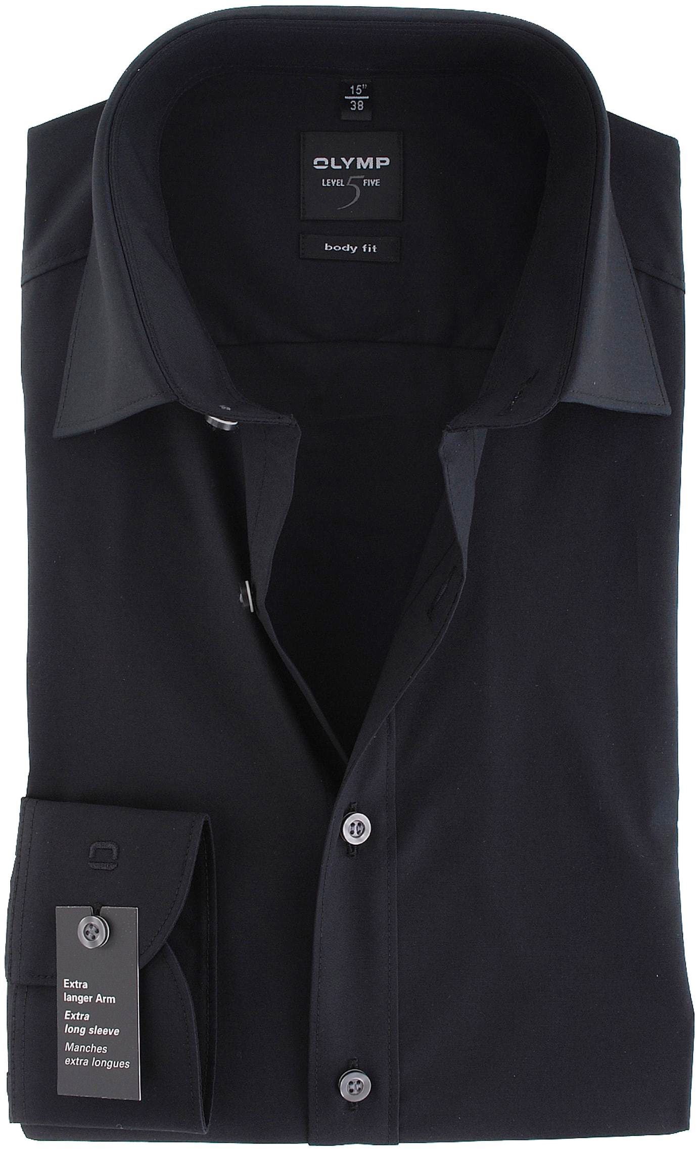 Camicia OLYMP Level Five Body-Fit con maniche extra lunghe nera