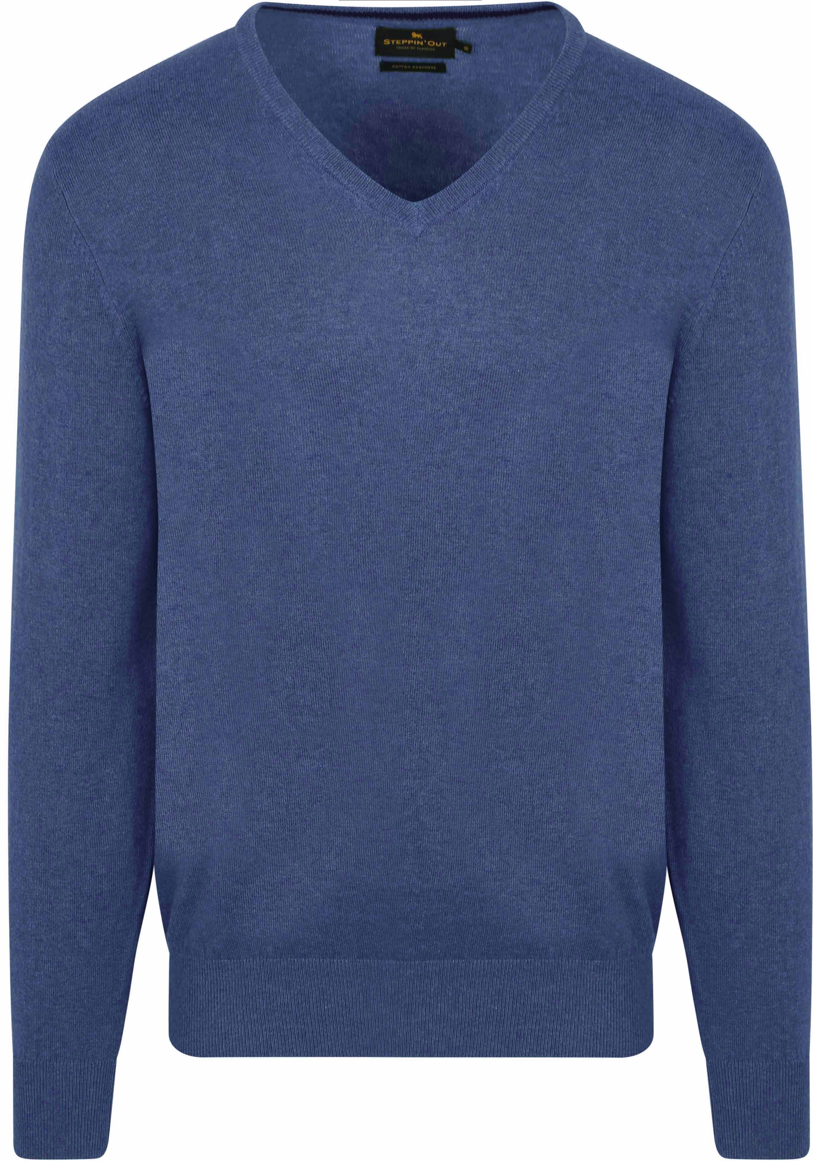 Cashmere sweater med V-hals i Koboltblå