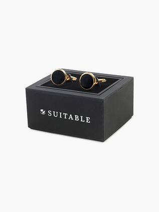 Cufflinks Round Gold Black