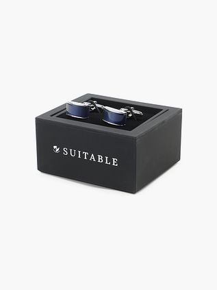 Cufflinks Rectangle Blue Silver