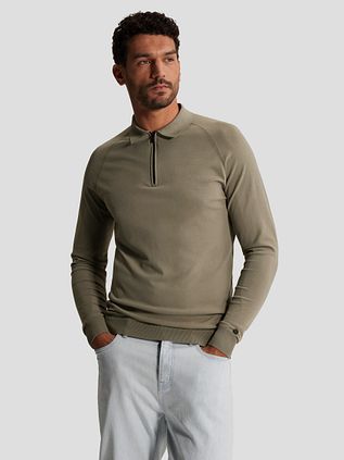 Cast Iron Longsleeve Half-Zip Polo Groen