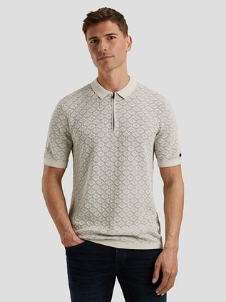 Cast Iron Half-Zip Polo Shirt Structure Ecru