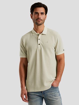 Cast Iron Poloshirt Waffelstruktur Ecru
